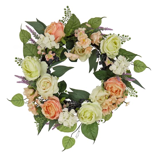 24&#x27;&#x27; Rose and Peony Flowers Wreath
